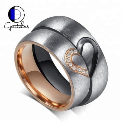 China CLASSIC Gentdes Jewelry Stainless Steel Love CZ Wedding Engagement Couples Ring for sale