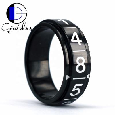 China Gentdes CLASSIC Jewelry High Quality Black Plated With Digital Laser Step Edge Stainless Steel Rings Band For Men for sale