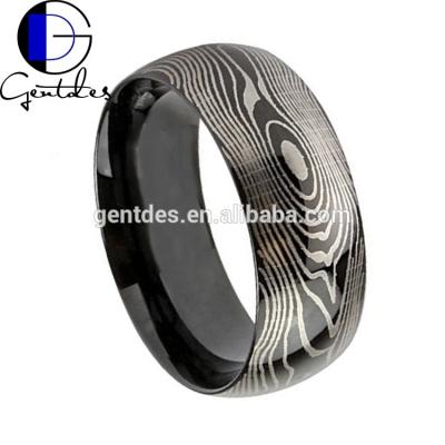 China Gentdes CLASSIC Jewelry Custom Mokume Plated Black Damascus Steel Ring for sale