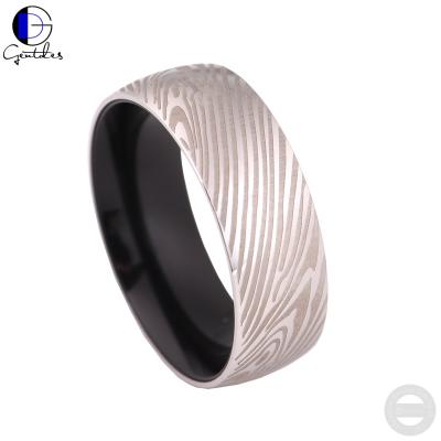 China Custom Ring Stainless Steel Ring Damascus Silver Band Couple Women Men Gentdes CLASSIC Jewelry for sale