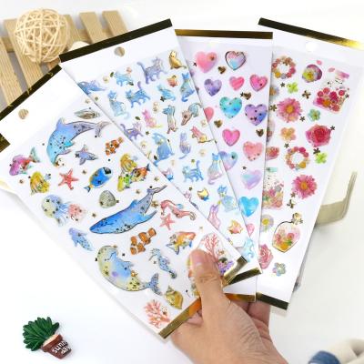 China Cartoon Sticker Small Ychon Glue Paste Mobile Phone Decoration Diary Girl Heart Record Suntan Fresh Crystal Sticker for sale