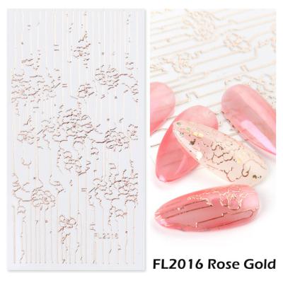 China Other Line Golden Nail Ychon 3.54*3 Inch Nail Paste Stickers Lace Up 3 D Nail Ornaments for sale