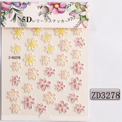 China Other Ychon 3.5*2.6 INCH 5 D Nail Relief Watermark Watermark Sticker Color Flower Nail Patch Petal Nail Decoration Three-dimensional for sale