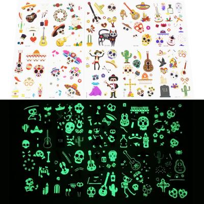 China Cartoon Sticker Ychon 4.33*3 Thumb Waterproof Sweat Halloween Disposable Temporary Tattoo Luminous Patch for sale