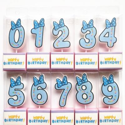 China Cartoon Pink Ychon Candles and Blue Bow Number Birthday Party Candles Kids Birthday Candles Supplies for sale