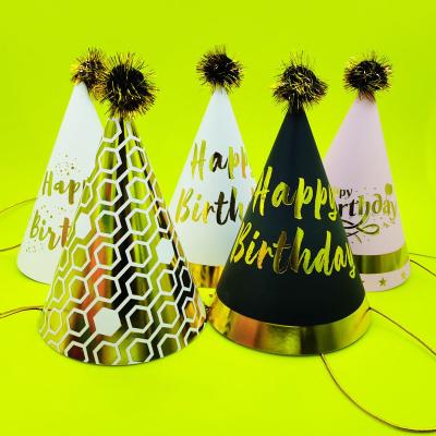 China Black Fringed Birthday Party Decoration Hats Adult Supplies Party Decoration Hat Ychon Wool Ball Birthday Party Hats Kids Birthday Party Hats for sale