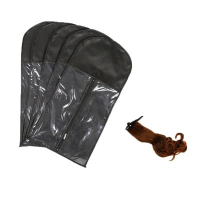 China Wholesale Price Folding Wig Bags Storage Hanger Dust Proof Hair Extensions Wigs Storage Bag Zipper Wig Packaging Bag With Hanger for sale