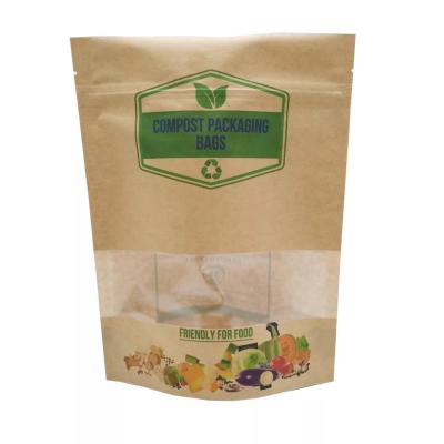 China High Quality Biodegradable Transparent Candy Dry Food Fruit Nut Self-Sealing Paper Packaging Window Self-Sealing Packaging Bag for sale