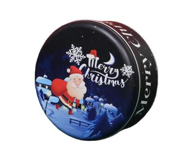 China High Quality Chocolate Candy Pattern Food Christmas Round Tin Box Biscuit Around Boxed Gift Box for sale