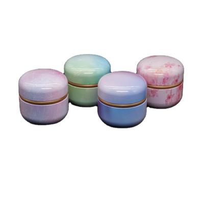 China Candle Stain Tinplate Round Happy Jar Candle Box Creative Tea Packaging Gift Box Candy Box for sale