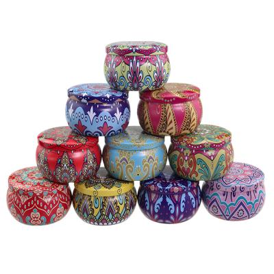 China Reusable round candle metal candy box tin can round tea coffee tin box packaging for sale for sale