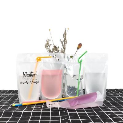 China Hot Sale Moisture-proof Disposable Cup Bag Straw Bag Juice Milk Soybean Beverage Matte Portable Takeout Bag for sale