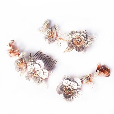 China Vintage RE3631-set 3pcs set bridal wedding hair comb rhinestone flower bridal headpiece hair vine crystal for sale