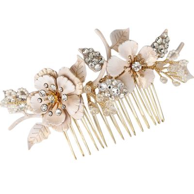 China Vintage RE3824 Elegant Bridal Rhinestone Hair Comb Crystal Flower Hair Piece Wedding Hair Accessories for sale