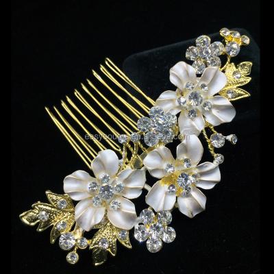 China Elegant Bridal Hair Accessories Flower Antique Hair Comb Rhinestone Wedding Haircomb for sale