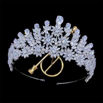 China RE4373 Women's Adjustable CZ Stone Tiara Cubic Zirconia Bridal Crown Engagement Wedding Hair Jewelry for sale