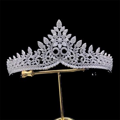 China RE4340 Full Adjustable Silver CZ Zircon Tiaras Wedding Tiara Crown Bridal Princess Hair Accessories for sale