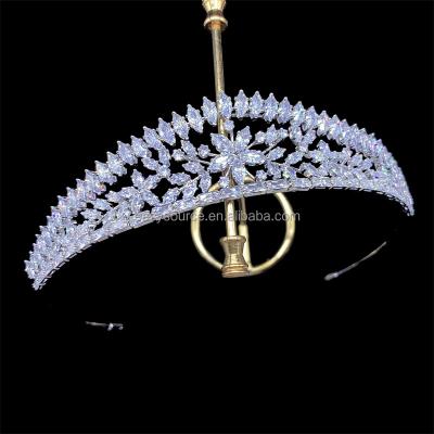 China RE4334 CZ Adjustable Floral Zirconia Crown Bridal Party Tiara Wedding Hair Jewelry for sale