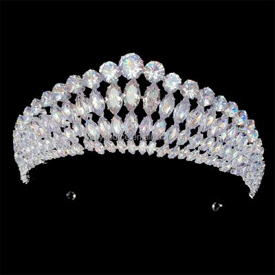 China RE4484-1 Adjustable CZ Zircon Crowns Zircon Bridal Tiaras Wedding Hair Jewelry for sale