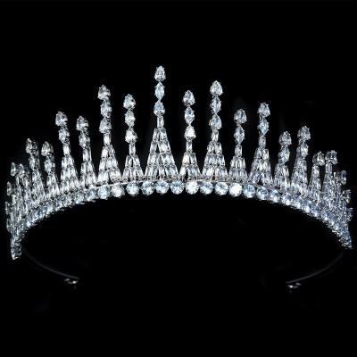 China RE4439 Adjustable Baroque Bridal Crown Tiara Cubic Zircon Diadem Women Wedding Hair Jewelry for sale