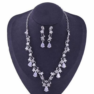 China CLASSIC Necklace Earring Rhinestone Wedding Jewelry Set Crystal Zircon Bridal Jewelry Set for sale