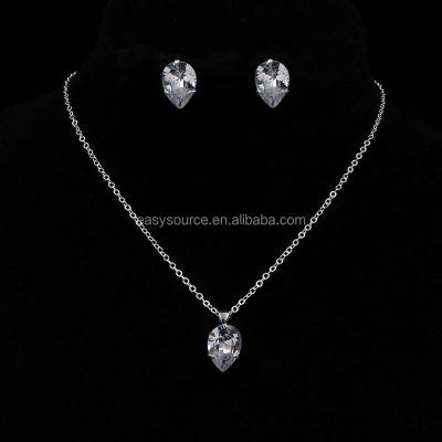 China Elegant Prom Party Wedding Jewelry Set Waterdrop Necklace Earrings Set Crystal Bridal Jewelry Set for sale