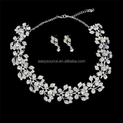 China Wholesale CLASSIC RE4346 Bride Necklace Earrings Set Chain Wedding Party Jewelry Set Luxury Wedding Women Dress for sale