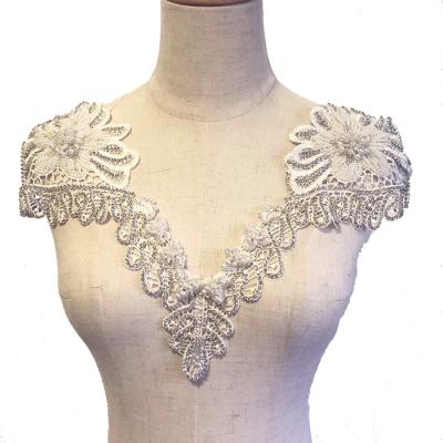 China ES151 CLASSIC Bridal Shoulder Chain Lace Pearl Necklace Chain Women Body Chain For Wedding Party for sale