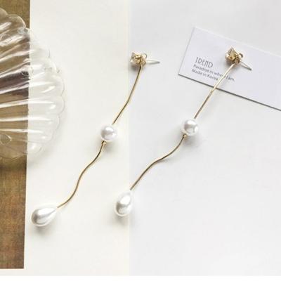 China RE4042 Vintage Imitation Pearl Eco-friendly Long Drop Earrings For Women Girl Wedding Earrings Party Jewelry for sale