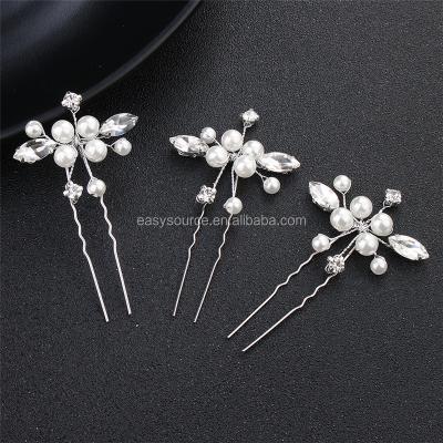 China ES168 Vintage Set of Handmade Flower 3 Hair Pins Pearl Wedding Hair Accessories Bridal Hair Jewelry for sale