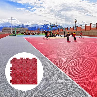 China 2021 basketball court fiba de baloncesto anti slip plastic removable 3x3 carpet outdoor modular noise reduction flooring price material cost for sale for sale