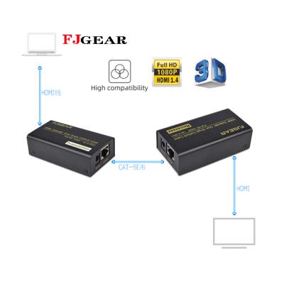 China fjgear indoor hdmi extra 60m hdmi extra 60m tx rx transmitter and receiver over ip support 3d cat5e cat6 1080p for sale