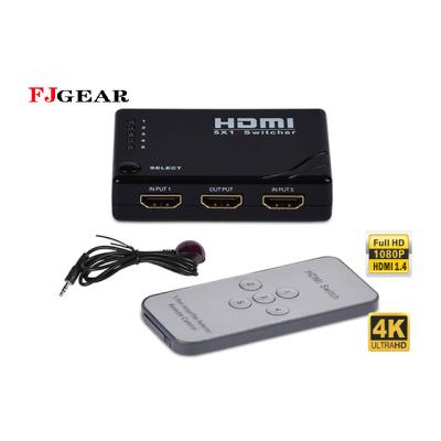 China fjgear HDMI switcher 5x1 factory selling HDMI switcher with remote control Support IR 4K/5 port/5 in 1 out/1080P/HD for sale