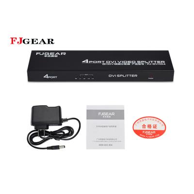 China Hot-selling FJGEAR Dvi Splitter 1 Into 4 And High Quality Dvi Adapter 1080p Audio Video Splitter 1 4 In 4 Port 4 for sale