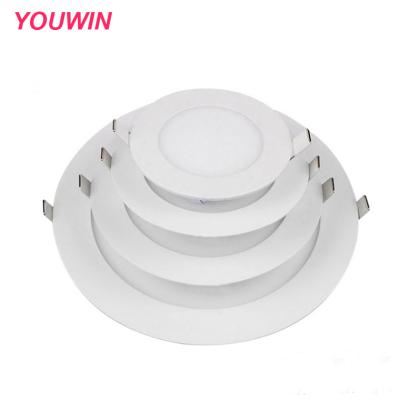 China YOUWIN Indoor Ultra Thin Flat Panel 3W LED Panel Light Square Round LED Ceiling Panel Downlight for sale