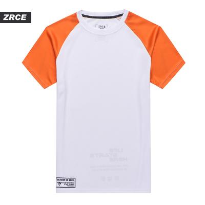 China ZRCE Polyester Men's T-shirts Fashion Wholesale Quick Dry Casual Anti-Shrink Casual T-shirt 100% Simple Raglan Sleeve Male Tees for sale