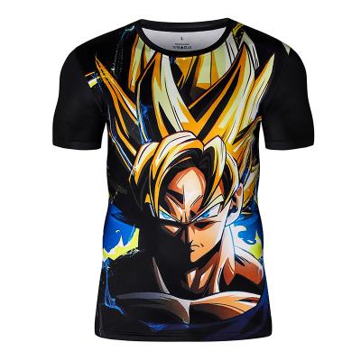 China Cool Goku Vegeta Shortsleeve Tops Men Gym Workout Fitness Clothing 3D Print T-shirt Compression Elasticity Polyester Anti-Shrink T Shirt for sale