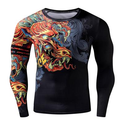 China ZRCE Brand T-shirt Breathable Men 3d Printed Dragon Party Clothing Men Compression Shirts Fashion Casual Chinese Style Plus Fitness T Shirt for sale