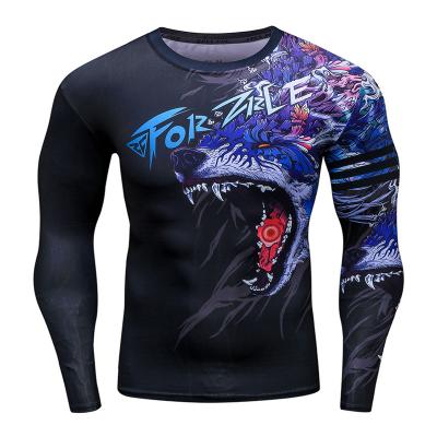 China Men's Breathable T-shirts MOQ 1pcs O-Neck S-4XL Szie Wolf Chinese Style 3D Print Fitness Sports Funny Compression T-Shirts Complete for sale