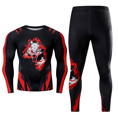 China QUICK DRY Men's Compression Gym Training Clothes Fitness Jogging Tight Underwear Workout Sportswear Quick Dry Suits 2pcs/set for sale