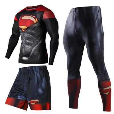 China Wholesale Male Guard GYM Costume Set Sublimation Super Hero Rash Men QUICK DRY Manufacturer for sale