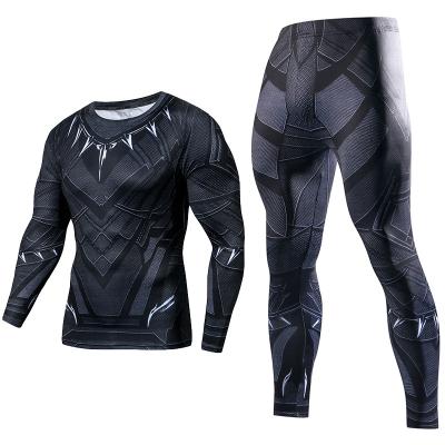 China QUICK DRY Compression GYM Training Clothes Superhero Sportswear Jogging Fitness Tracksuit Tights Workout Suits 2pcs/sets for sale