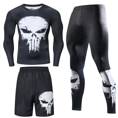 China ZERUISI QUICK DRY QUICK DRY GYM Clothes Set Men's Sportswear 85% Polyester 15% Spandex 3D Printing Compression Suit for sale