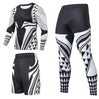 China QUICK DRY 3D Printing Sportswear 85% Polyester 15% Spandex Quick Dry Attacking Muttahida Majlis-e-Amal Set Custom Printed Men's Compression Suit Set for sale