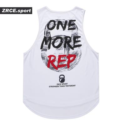 China ZRCE Anti-Shrink Wholesale 3D Printing Men's Quick Dry Tank Top Fitness Jogging Curved Edge Sports Vest for sale