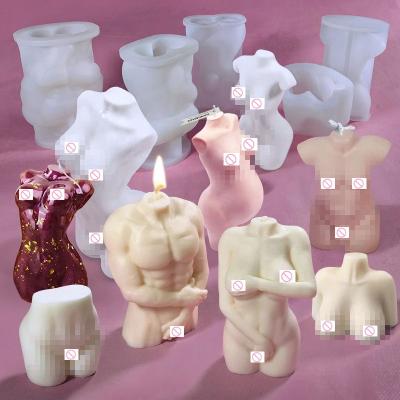 China New Viable Human Body Silicone Mold DIY Cast Stake Female Hands Male Scented Candle Mold Portrait Candle Making Plaster Mold for sale