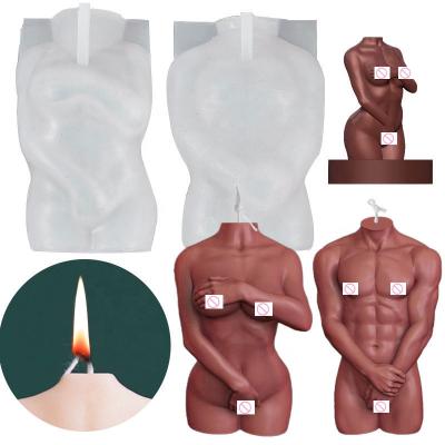 China DIY New Human Body Viable Silicone Mold Shy Female Holding Hands Male Scented Candles Human Body Half Body Silicone Mold for sale