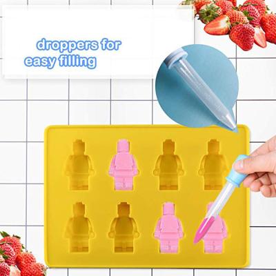 China Viable Silicone Tray 8 Lego Series DIY Molds DIY Chocolate Candy Ice Cube Jelly Mold Birthday Cake Decorating Baking Molds for sale