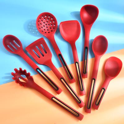 China New 8pcs/set Amazon Viable Kitchen Cooking Tool Silicone Spatula and Spoon Set Silicone One-Piece Kitchenware Set for sale