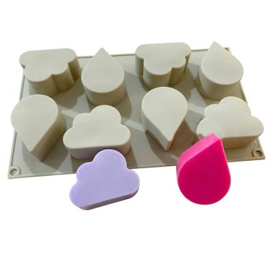 China Viable Silicone Candy Chocolate Cartoon Soap Molds Funny Water Drop Cloud Love Heart Ice Cube Mold 3D DIY for sale